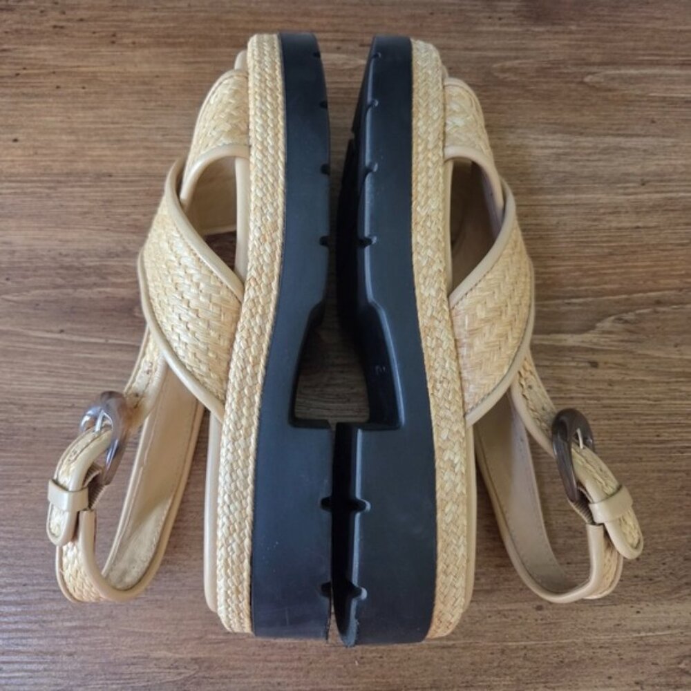 Vince Helena Raffia Lug-Sole Sandal Size 5 - Picture 4 of 9